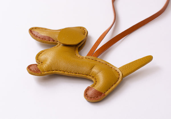 Dogie Camel Leather Bag Charm