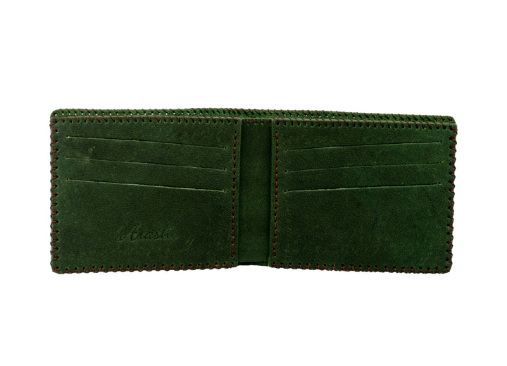 DIRHAM Bi Fold Wallet Grass Green ARASH LEATHER