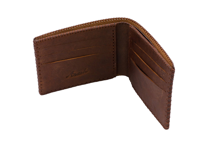 DIRHAM Bi Fold Wallet Brown ARASH LEATHER