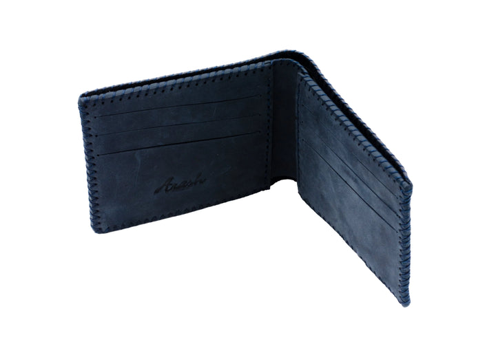DIRHAM Bi Fold Wallet Blue ARASH LEATHER