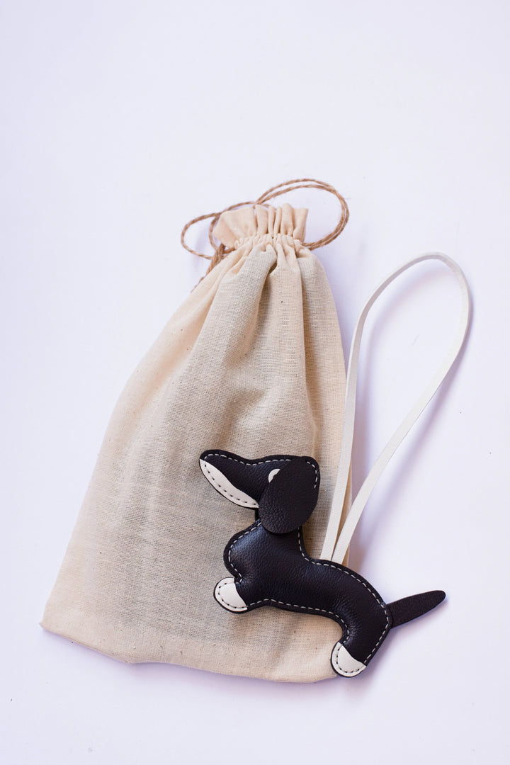 Dogie Camel Leather Bag Charm - ARASH LEATHER