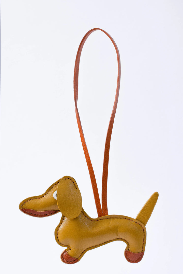 Dogie Camel Leather Bag Charm - ARASH LEATHER