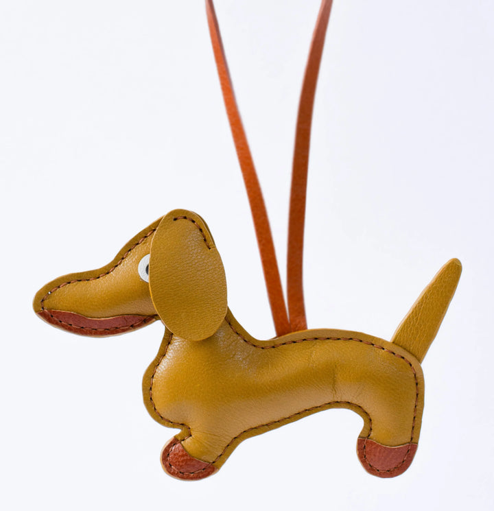 Dogie Camel Leather Bag Charm - ARASH LEATHER