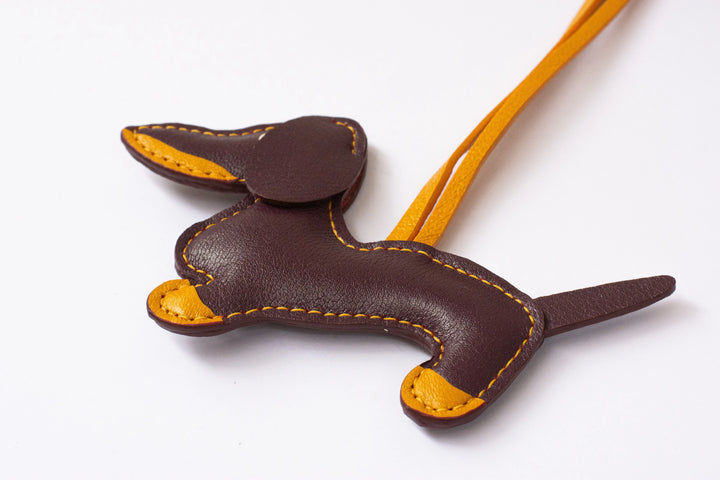 Dogie Camel Leather Bag Charm - ARASH LEATHER