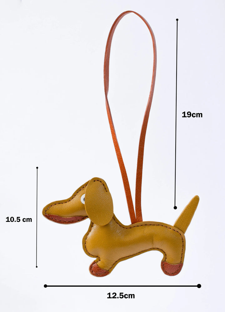 Dogie Camel Leather Bag Charm - ARASH LEATHER