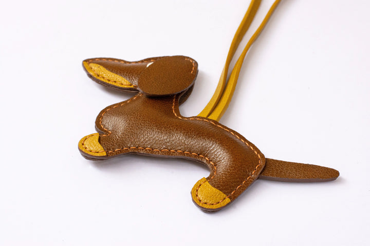 Dogie Camel Leather Bag Charm - ARASH LEATHER
