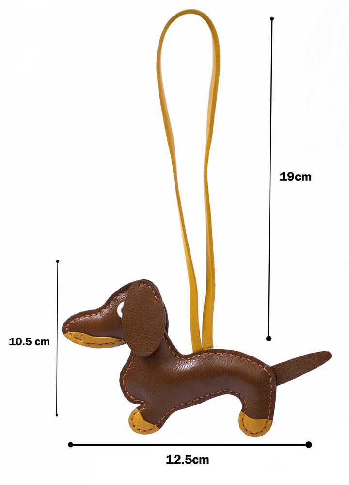 Dogie Camel Leather Bag Charm - ARASH LEATHER