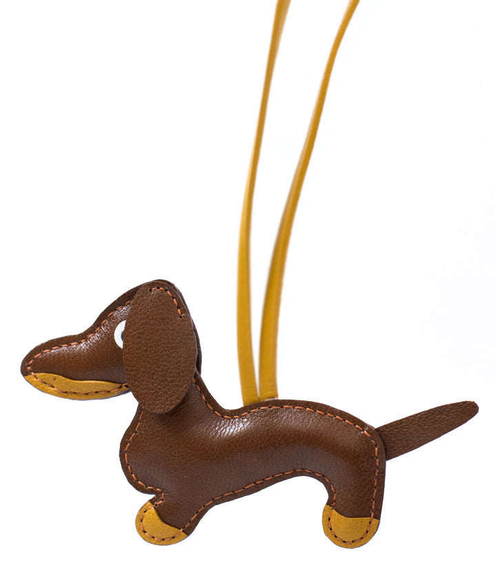 Dogie Camel Leather Bag Charm - ARASH LEATHER