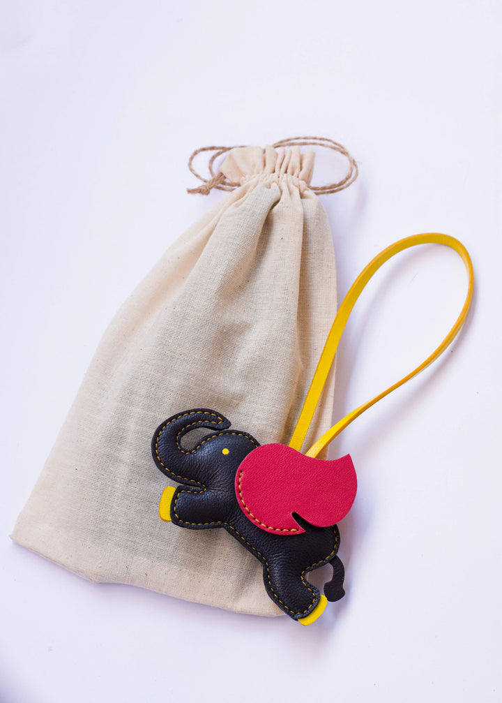 Flying Elephant Camel Leather Bag Charm - ARASH LEATHER