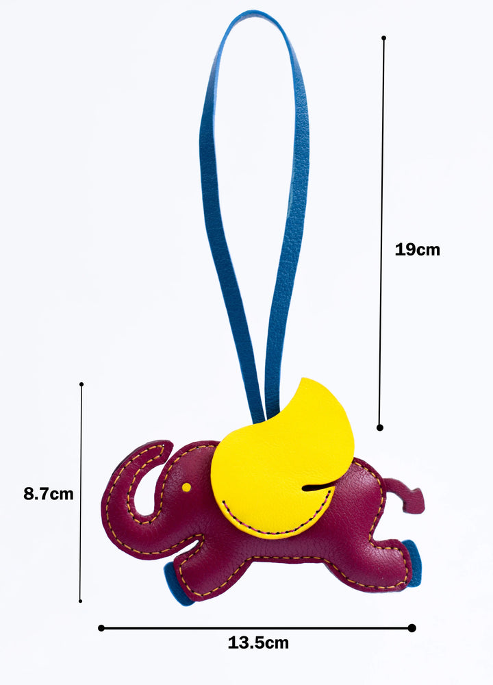 Flying Elephant Camel Leather Bag Charm - ARASH LEATHER