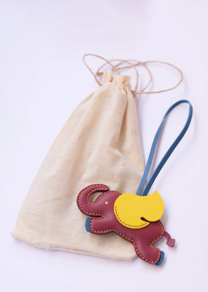 Flying Elephant Camel Leather Bag Charm - ARASH LEATHER