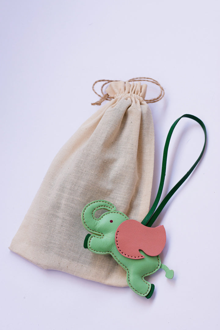 Flying Elephant Camel Leather Bag Charm - ARASH LEATHER