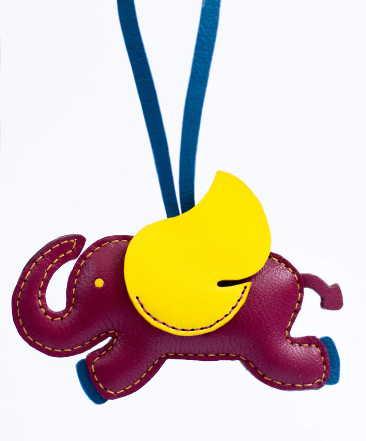 Flying Elephant Camel Leather Bag Charm - ARASH LEATHER