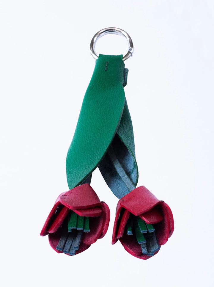 Tulip Flowers Camel Leather Bag Charm - ARASH LEATHER