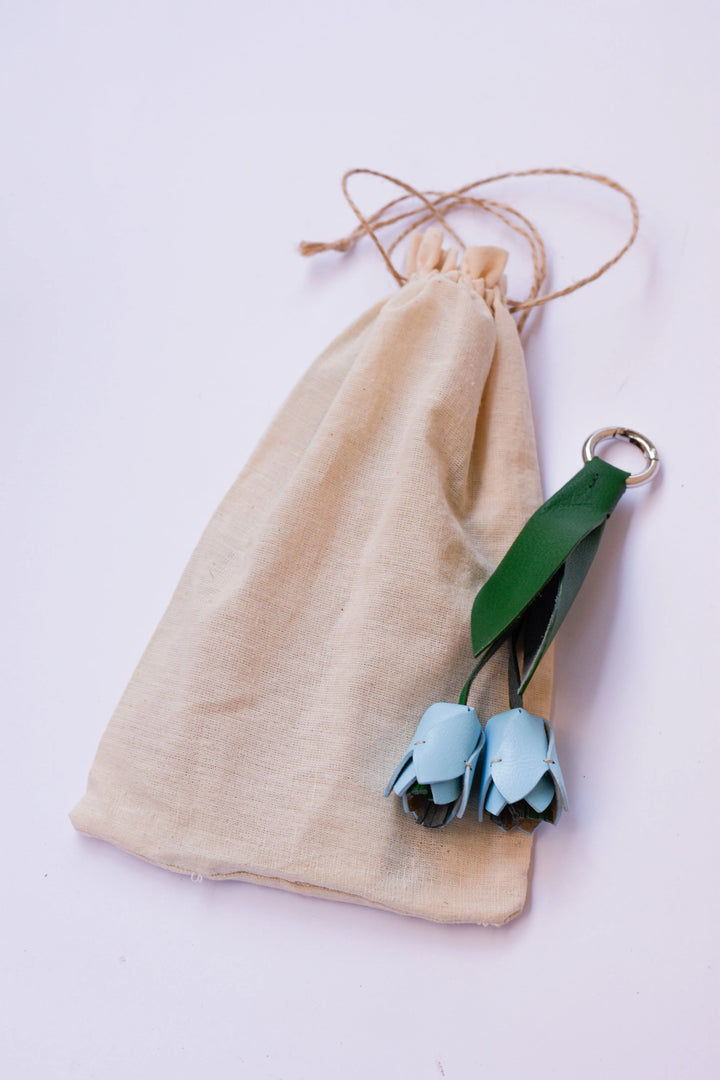 Tulip Flowers Camel Leather Bag Charm - ARASH LEATHER