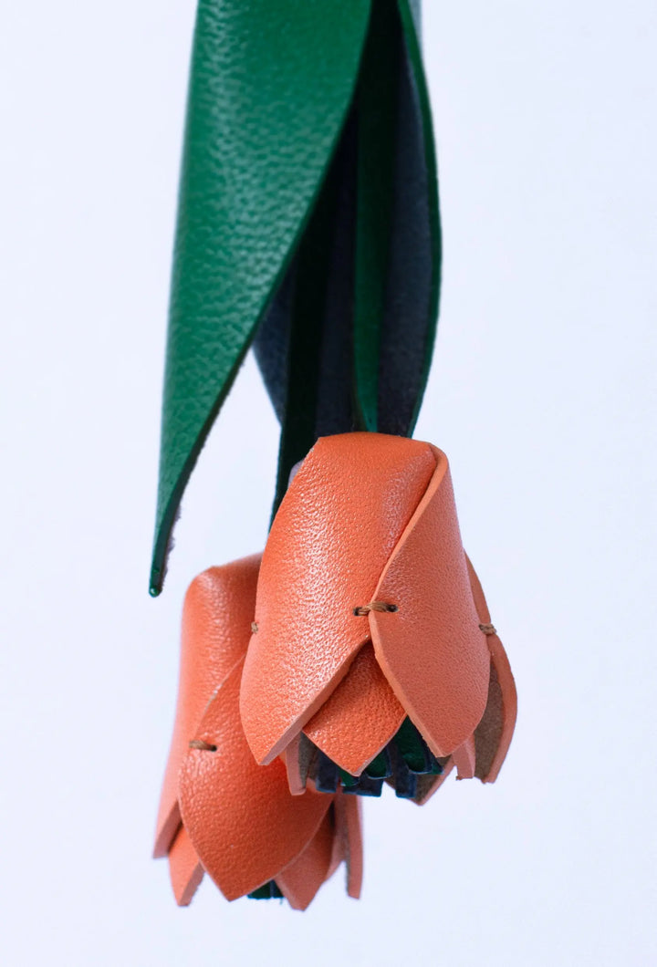 Tulip Flowers Camel Leather Bag Charm - ARASH LEATHER