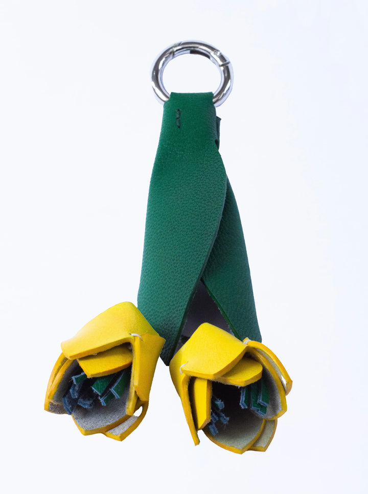 Tulip Flowers Camel Leather Bag Charm - ARASH LEATHER