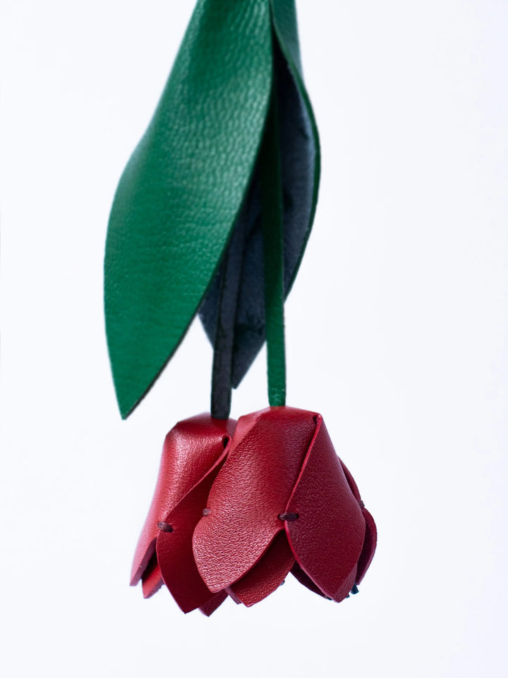 Tulip Flowers Camel Leather Bag Charm - ARASH LEATHER