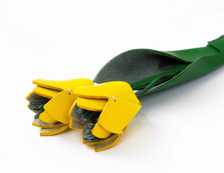 Tulip Flowers Camel Leather Bag Charm - ARASH LEATHER